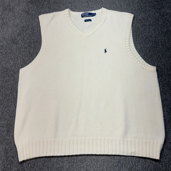 Polo Ralph Lauren Other - Vintage '80s Polo Ralph Lauren Beige Ivory 100% Cotton Sweater Vest XXL